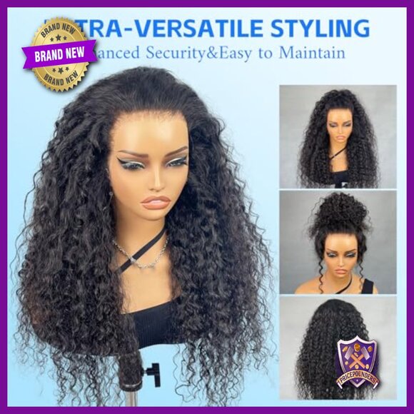 360 Full Lace Human Hair Wig Glueless Invisi-Drawstring Water Wave 26 Inch